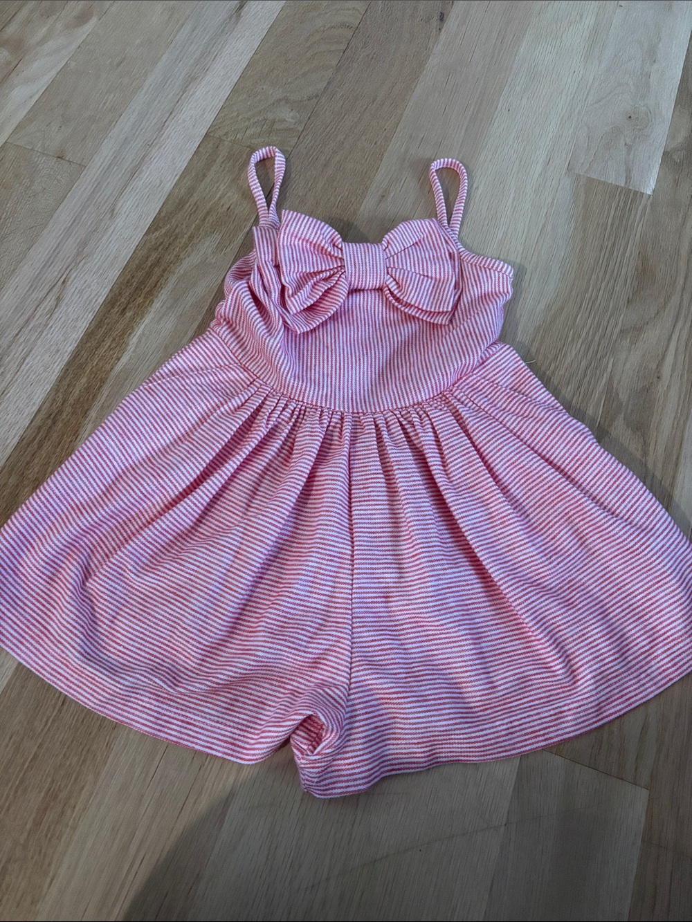 Janie and Jack Pink Striped Bow-Front Romper size 5